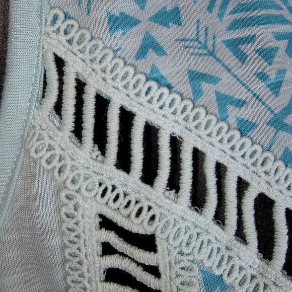 Cruel Girl Denim Western Tank top Crochet Trim Light Blue size XS - Picture 6 of 8
